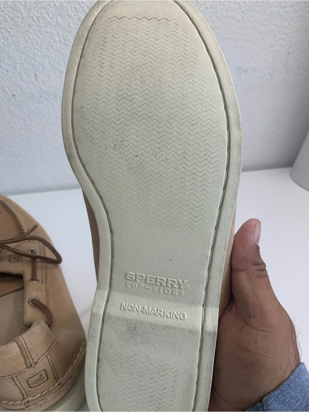 Sperry Light Brown Leather Moc Toe Boat Shoes